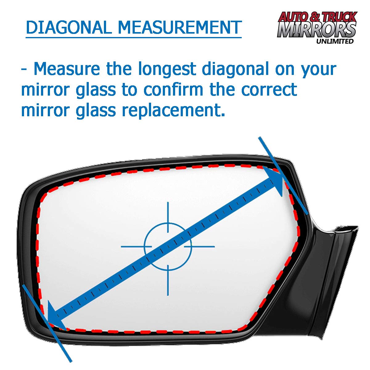 Mirror Glass + Full Size Adhesive Pad for 2011-2013 Ford Transit Connect Driver Side Replacement (2012 11 12 13)