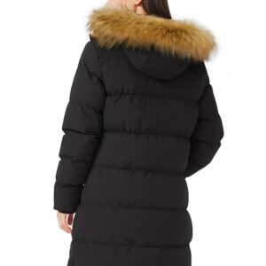 WenVen Women's Winter Thicken Puffer Coat with Fur Removable Hood (Black, 2XL)