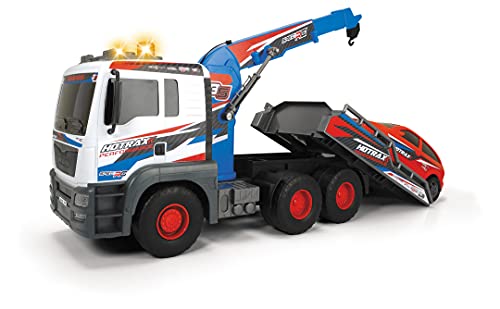 DICKIE TOYS 203749025 203749025 203749025 Tow Truck with Free-Wheel Motorised Crane Arm + 1 Car 55 cm Multi-Coloured