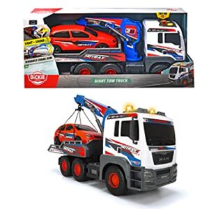 DICKIE TOYS 203749025 203749025 203749025 Tow Truck with Free-Wheel Motorised Crane Arm + 1 Car 55 cm Multi-Coloured