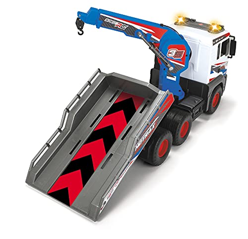 DICKIE TOYS 203749025 203749025 203749025 Tow Truck with Free-Wheel Motorised Crane Arm + 1 Car 55 cm Multi-Coloured