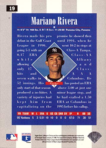 1996 Upper Deck Collector's Choice #19 Mariano Rivera Baseball Card - Rookie Class