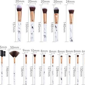 Makeup Brushes Set 15PCS Professional Make up Brushes Set Synthetic Foundation Powder Concealers Eye Shadows Makeup Tools Grey