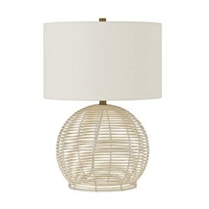 Henn&Hart 21.5" Tall Rattan Table Lamp with Fabric Shade in Rattan, for Home, Living Room, Bedroom, Entertainment Room, Office, Kitchen, Dining
