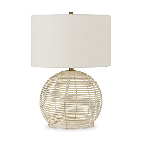 Henn&Hart 21.5" Tall Rattan Table Lamp with Fabric Shade in Rattan, for Home, Living Room, Bedroom, Entertainment Room, Office, Kitchen, Dining