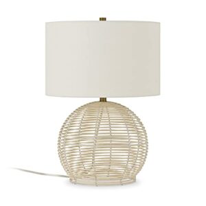 Henn&Hart 21.5" Tall Rattan Table Lamp with Fabric Shade in Rattan, for Home, Living Room, Bedroom, Entertainment Room, Office, Kitchen, Dining