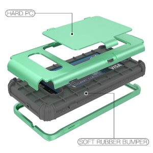 WeLoveCase Galaxy S10 Wallet Case - Hidden Mirror, Credit Card Holder, Shockproof Heavy Duty Protection, Mint Green