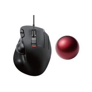 ELECOM Wired Thumb-Operated Trackball Mouse & RED Trackball Replacement (M-XT3URBK & M-B1RD)