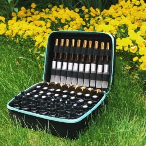 BES CHAN Essential Oil Carrying Organizer Storage Case (Carry Handle On Top) Holds 48-68 Small Bottle Box/Roller Bottles for 5ml 10ml 15ml 20ml 30ml /1oz with Free Writable Labels Opener