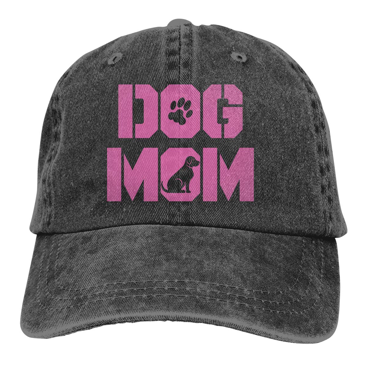 Splash Brothers Customized Unisex Dog Mom Vintage Jeans Adjustable Baseball Cap Cotton Denim Dad Hat (Black3, One Size)