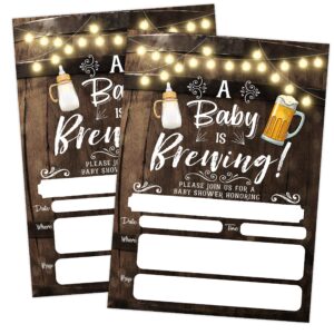 PDTXCLS Aoceman A Baby is Brewing Baby Shower Invitation, Beer and Bottle Couples Shower Co-ed, 25 Invitations with envelopes