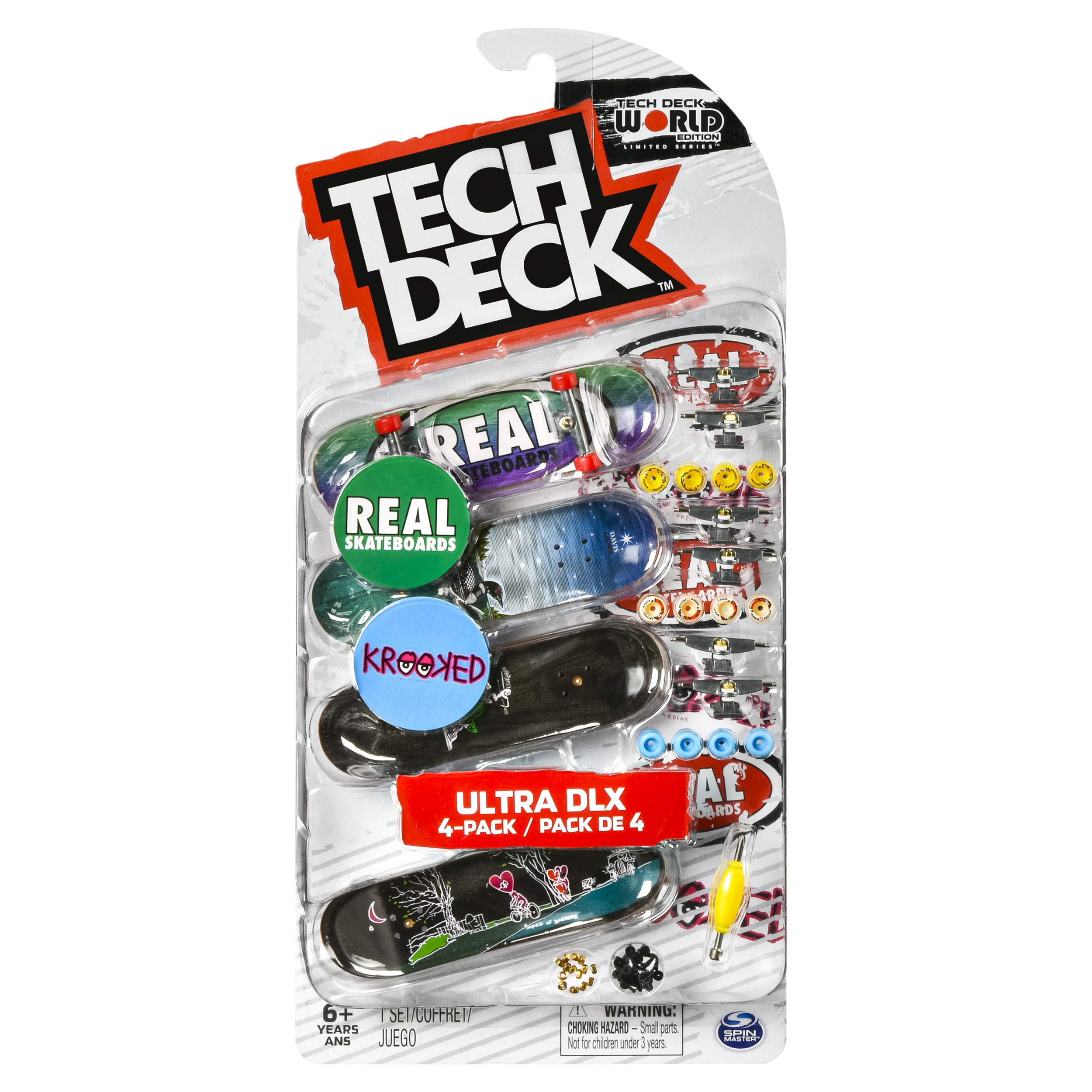 TECH DECK Ultra DLX 4 Pack 96mm Fingerboard 2020 Crossover - Real/Krooked