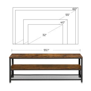 VASAGLE TV Stand, TV Cabinet for up to 60 Inch TV, Console, Coffee Table with Metal Frame, Wood-Like Grain, Industrial for Living Room, Rustic Brown and Black ULTV50BX