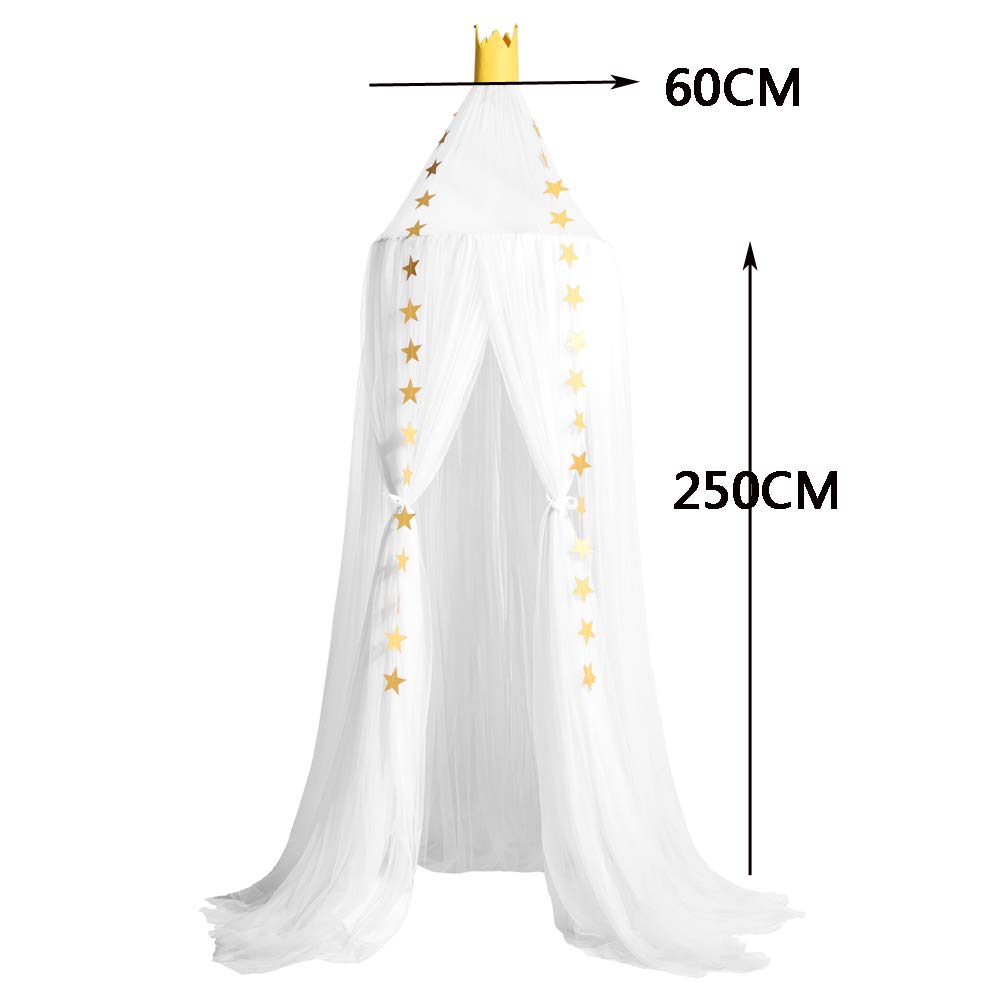 ESUPPORT Bed Canopy Princess Round Dome Bed Netting Cover Hanging Curtain Play Tent Mosquito Net Reading Nook Decoration