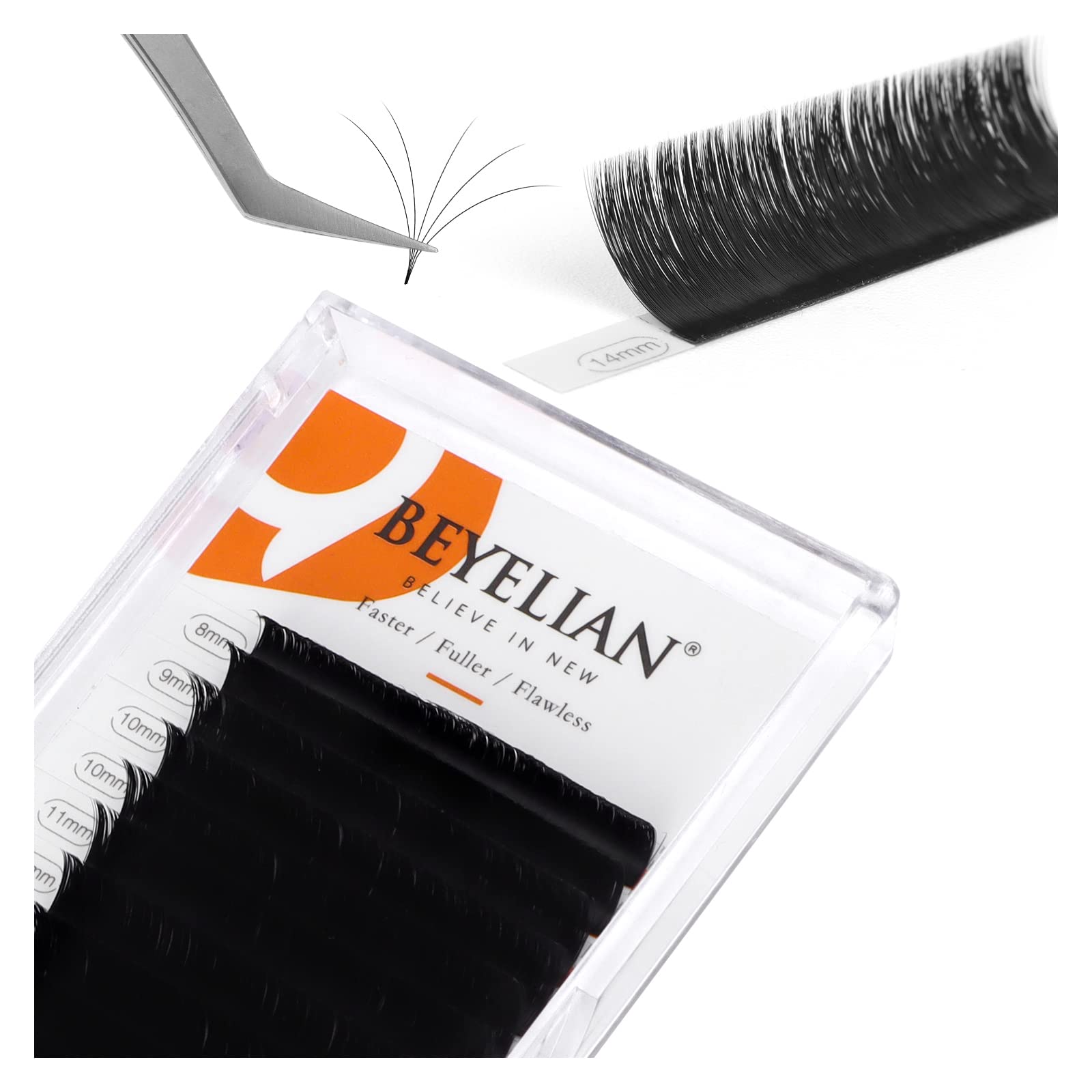 BEYELIAN Volume Lash Extensions, Easy Fan Eyelash Extensions, 0.03 D Curl 8-15mm Mixd, Self Fanning Individual Lashes, Semi-permanent Long Lasting Blooming Lashes for Professional Salon Use