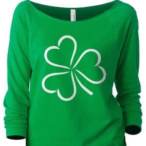 Thread Tank Simply Shamrock St Patricks Day Women's Fashion Slouchy 3/4 Sleeves Raglan Sweatshirt Evergreen X-Large