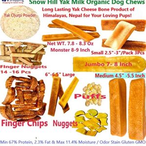 Snow Hill Natural Himalayan Yak Milk Cheese Dog Chews Small 3 Pcs Pack Long Lasting, Odor Stain Gluten GMO Free Protein Rich Yaky Treats Improved Oral Health - Yaky Cheese Treats of Himalayas, Nepal