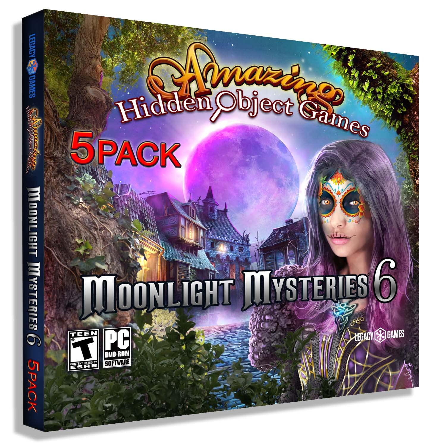 Legacy Games Amazing Hidden Object Games for PC: Moonlight Mysteries 6 (5 Game Pack) - PC DVD with Digital Download Codes