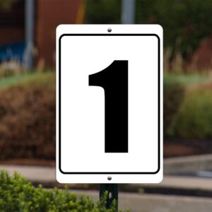 Numbered Sign 1 | 8 x 12 Aluminum Outdoor/Indoor Sign/Area Marker, Curbside Number (1)