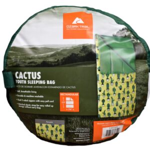 OZARK-Trail Youth Sleeping Bag Camping Indoor Outoor Traveling - Cactus Design