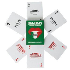 Italian Lingo Playing Cards in Wayfarer Tin Box | Travel Flashcards | Learn Italian Vocabulary in A Fun & Easy Way | 52 Essential Translations