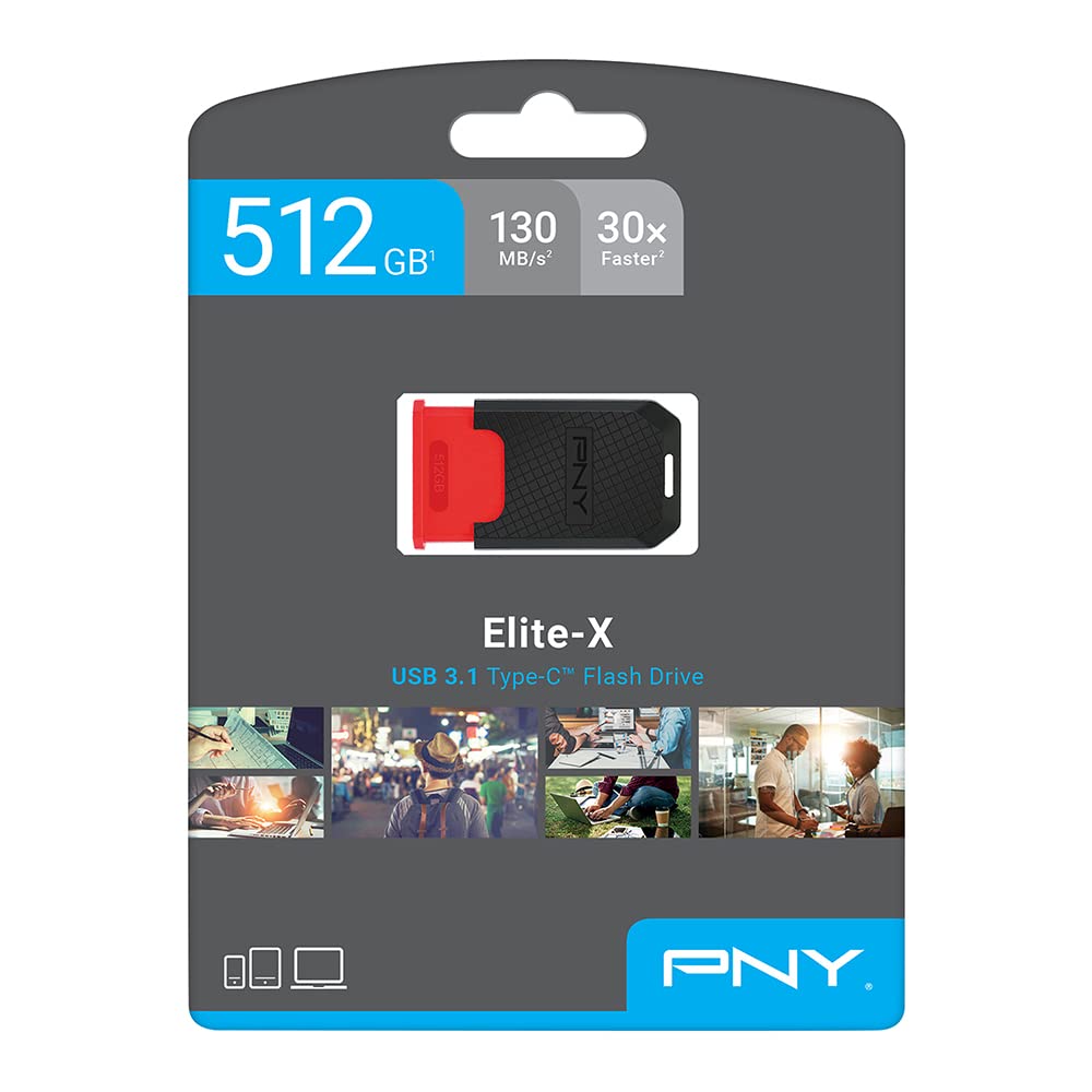 PNY 512GB Elite USB 3.1 Gen 1 Type-C Flash Drive - 130MB/s