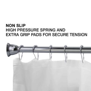 Splash Home Eire Shower Curtain Rod, 42 to 72 Inches Steel Adjustable Tension Curtain Rod - Non-Slip, No Drilling Shower Rods for Bathroom, Chrome