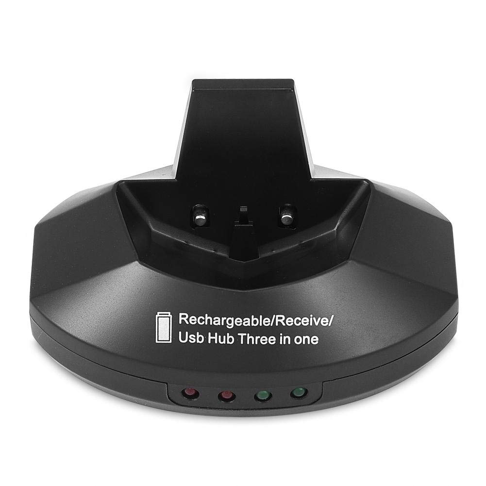 Serounder Wireless Mouse, 2.4GHz Rechargeable Optical Gaming Ergonomic Mice w/Charging Dock Stand 3-Port USB Hub for Laptop, PC, Windows(Black)