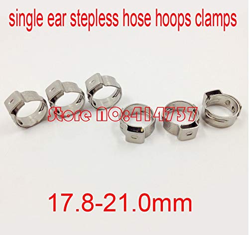 Ochoos 50pcs/lot stainless steel 304 17.8-21.0mm 21.0mm Single ear stepless hose hoops clamps