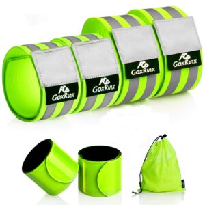 reflective bands running gear 6 pack-adjustable reflective armband arm wrist ankle leg bands reflectors -reflective tape straps for clothing night running cycling walking -slap bracelets,green