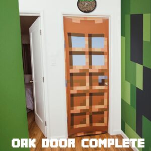 Ukonic Minecraft Oakdoor Fabric Door Cling | 34 x 82 Inches