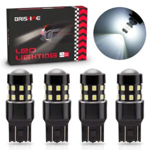 brishine 4-pack 1000 lumens super bright 7440 7443 7441 7444 w21w led bulbs 6000k xenon white 24-smd led chipsets with projector for backup reverse lights, parking lights, daytime running lights