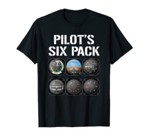 pilot's six pack funny pilot aviation flying t-shirt