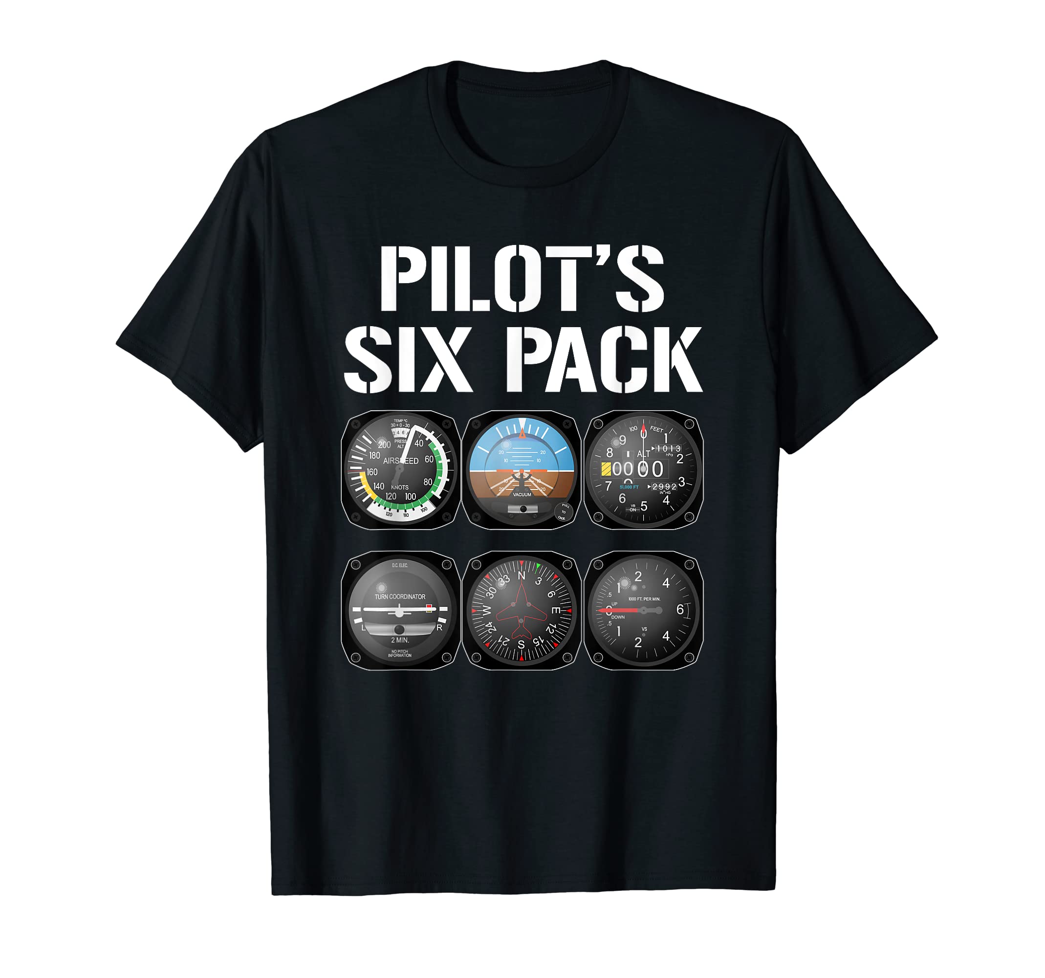 Pilot's Six Pack Funny Pilot Aviation Flying T-Shirt