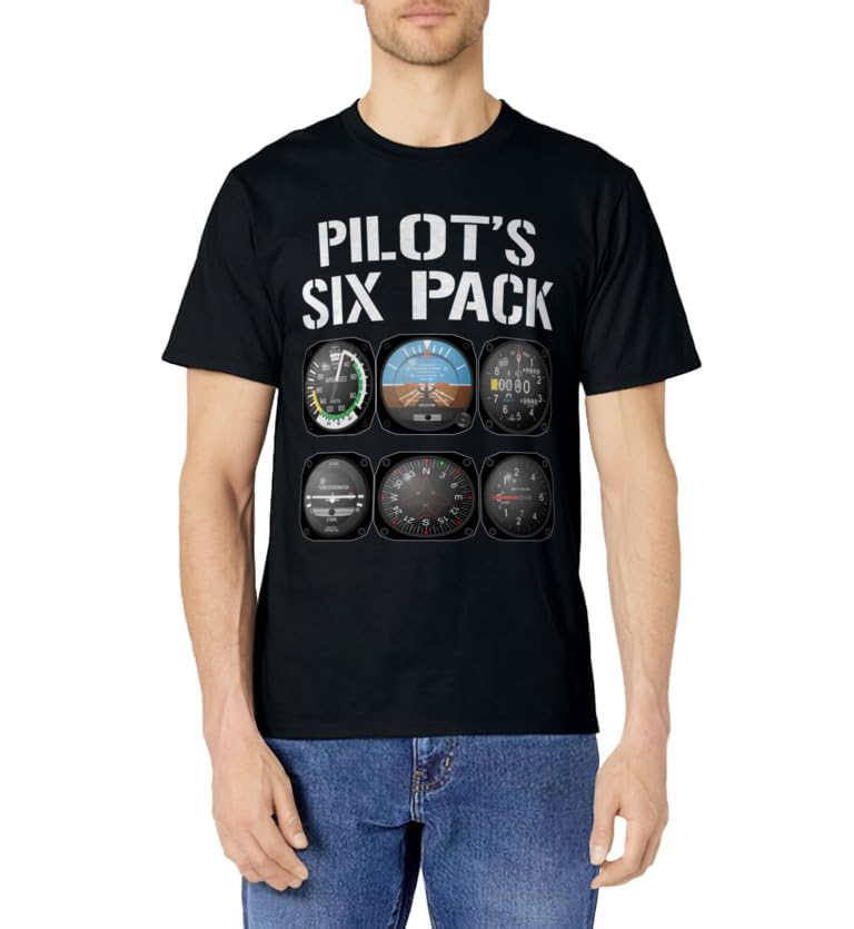 Pilot's Six Pack Funny Pilot Aviation Flying T-Shirt