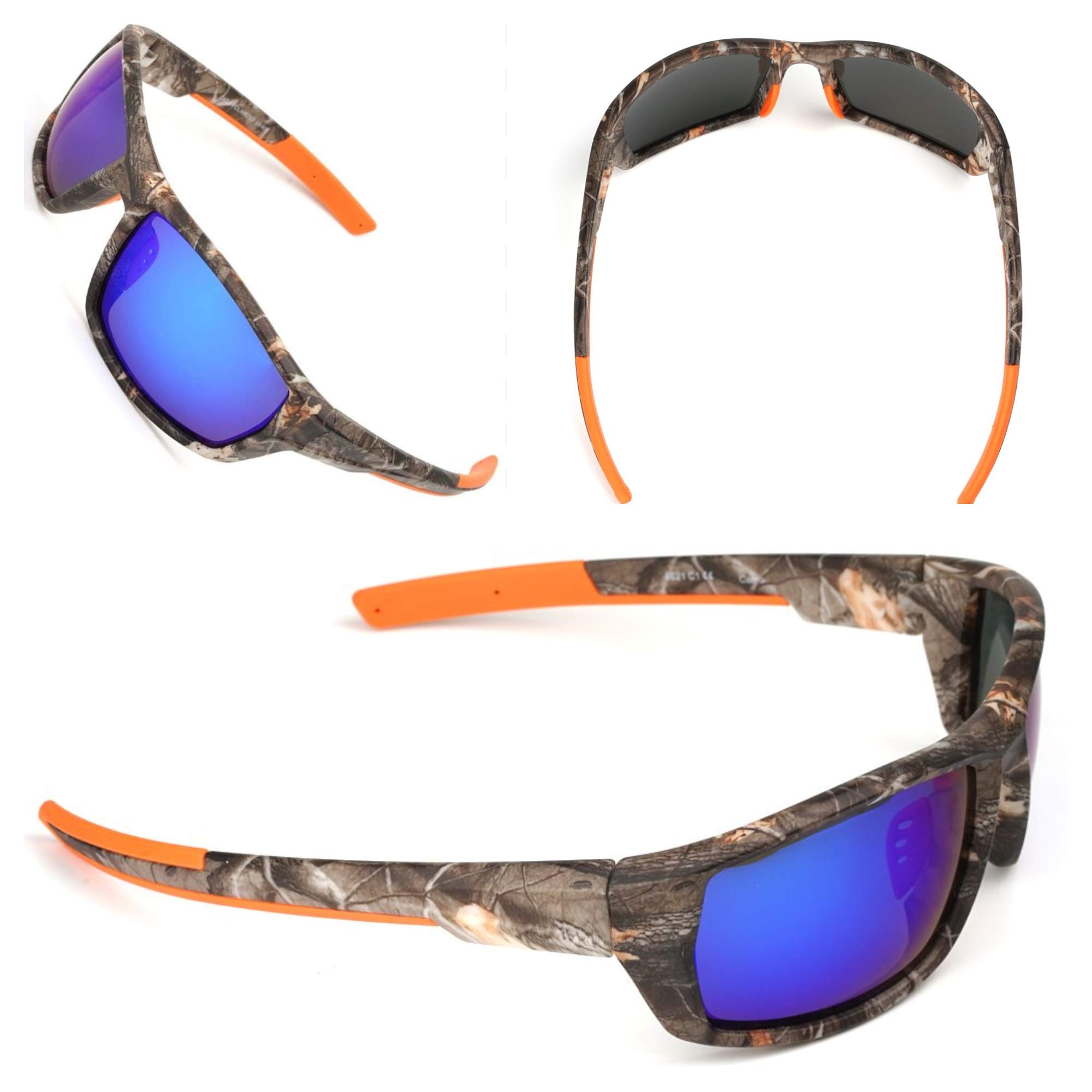 Polarized Camouflage Sport Fishing Sunglasses for Men and Women - Ideal, Blue, S