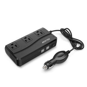 bestek 200w power inverter dc 12v to 110v ac inverter with 4.2a 4-port usb car adapter (black)