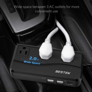 BESTEK 200W Power Inverter DC 12V to 110V AC Inverter with 4.2A 4-Port USB Car Adapter (Black)