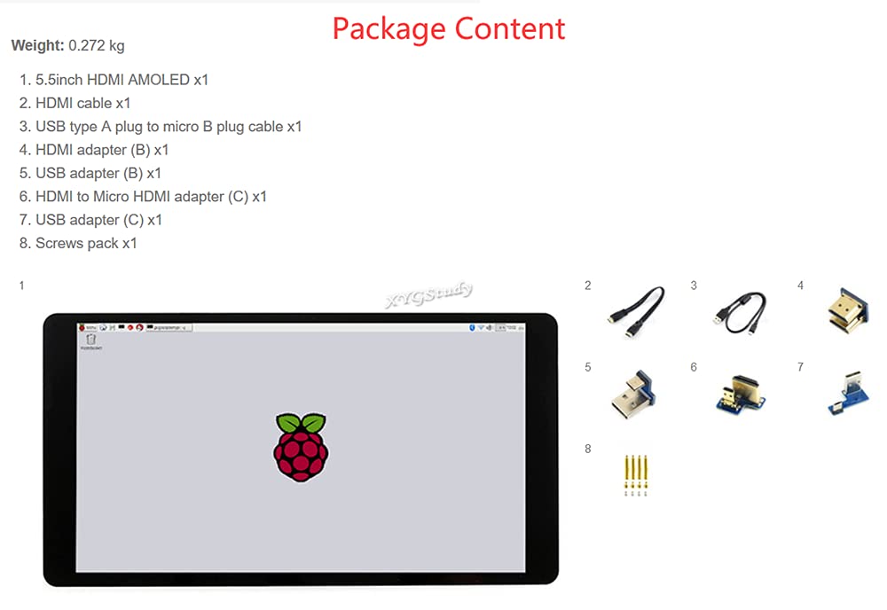 5.5 inch HDMI AMOLED Display with Toughened Glass Cover 1920x1080 Capacitive Touch HDMI Interface Supports Mini PC Raspberry Pi 4 3 2 1 Model B B+ A+ Computer Monitor @XYGStudy