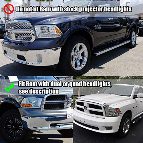 ModifyStreet Polished Black 09-18 Ram 1500/10-18 Ram 2500/3500 Dual/Quad Crystal Headlights Left/Right Assembly