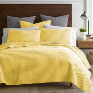 Levtex Home - Cross Stitch Yellow Quilt Set - Twin/Twin XL Quilt + One Standard Pillow Sham - Cross Stitched Pattern - Quilt Size (68x86in.) and Pillow Sham Size (26x20in.) - Reversible -Cotton Fabric