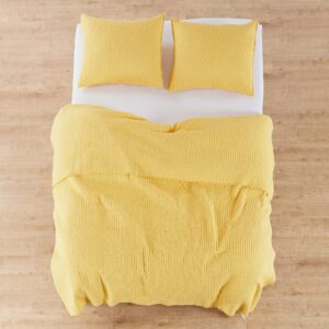 Levtex Home - Cross Stitch Yellow Quilt Set - Twin/Twin XL Quilt + One Standard Pillow Sham - Cross Stitched Pattern - Quilt Size (68x86in.) and Pillow Sham Size (26x20in.) - Reversible -Cotton Fabric