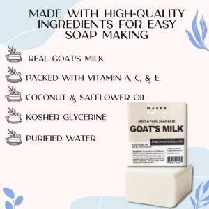 bMAKER All-Natural Goats Milk Soap Base Melt and Pour (2lb Blocks) - Moisturizing and Nourishing for Skin, Goat Milk Soap Base, Soap Making Supplies, Melt and Pour Soap Base for Soap Making