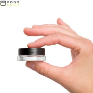 (90 Pack) 7ml Low Profile Thick Glass Jars with Black Lids - Airtight Containers for Oil, Lip Balm, Wax, Cosmetics