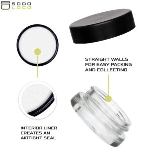 (90 Pack) 7ml Low Profile Thick Glass Jars with Black Lids - Airtight Containers for Oil, Lip Balm, Wax, Cosmetics