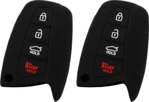 keyguardz keyless entry remote car smart key fob outer shell cover soft rubber case for hyundai azera genesis santa fe (pack of 2)