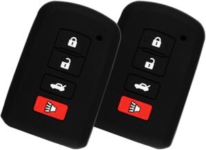 keyguardz keyless entry remote car smart key fob outer shell cover soft rubber protective case for toyota avalon camry corolla highlander rav4 hyq14fba (pack of 2)