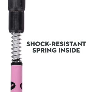 Trekking Pole & Walking Staff | Strong, Lightweight Aluminum | Extends up to 53" Collapses Down to 23" | All-Terrain: Interchangeable Carbonite Ice Pick Tip, Rubber Asphalt Tip, and Snow Cap (Pink)