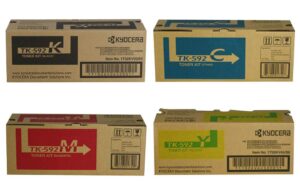 kyocera tk-592k, tk-592c, tk-592m, tk-592y 4-color toner cartridge set