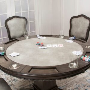 Sunset Trading Vegas Dining and Poker Table, 2 in 1 Game, Gray/Black/Off-white